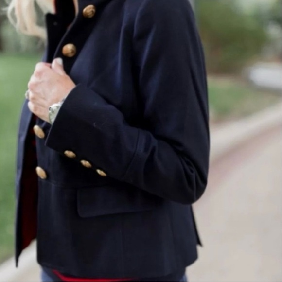💫HP‼️💫 NWT TALBOTS Military Twill Jacket in Navy/Red/Gold, Size 10 - Picture 4 of 7